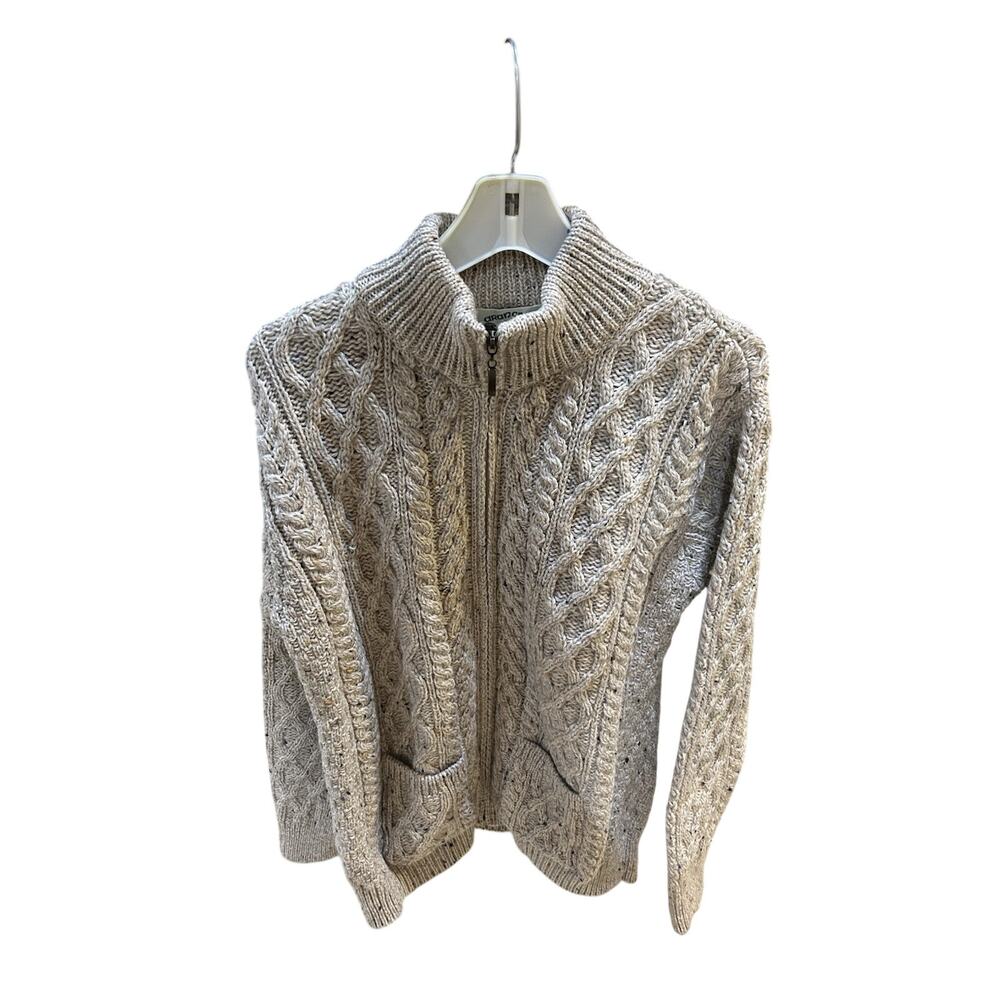 Aran Craft - Merino Wool Irish Cardigan Open Sweater Size M
